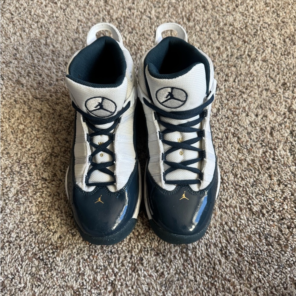 Jordan Sneakers in White and Dark Blue
